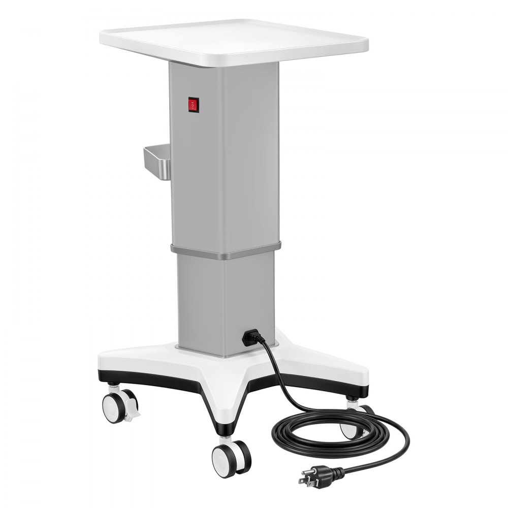 VEVOR Carro Médico Carga 50 kg Carro Auxiliar con Ruedas para Laboratorio, Carrito Móvil para Clínica Hospital Salón de Belleza, Ajuste de Altura Eléctrico, con Bandeja de Almacenamiento, Tablero ABS