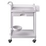 VEVOR Carro de Laboratorio de 2 Niveles Carro Médico con Ruedas Carga 50 kg, Carrito Auxiliar para Clínica Hospital Salón de Belleza, con Cajón, Caja de Almacenamiento, Cubo para Residuos, Material PP