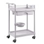 VEVOR Carro de Laboratorio de 2 Niveles Carro Médico con Ruedas Carga 50 kg, Carrito Auxiliar para Clínica Hospital Salón de Belleza, con Cajón, Caja de Almacenamiento, Cubo para Residuos, Material PP