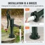 VEVOR Bomba de Mano de Hierro Fundido 40 x 15 x 65 cm Bomba de Agua Manual Antigua, Profundidad Máxima de Bomba de 6 m, Bomba Manual Decorativa para Jardín al Aire Libre con Mango Ergonómico, Verde