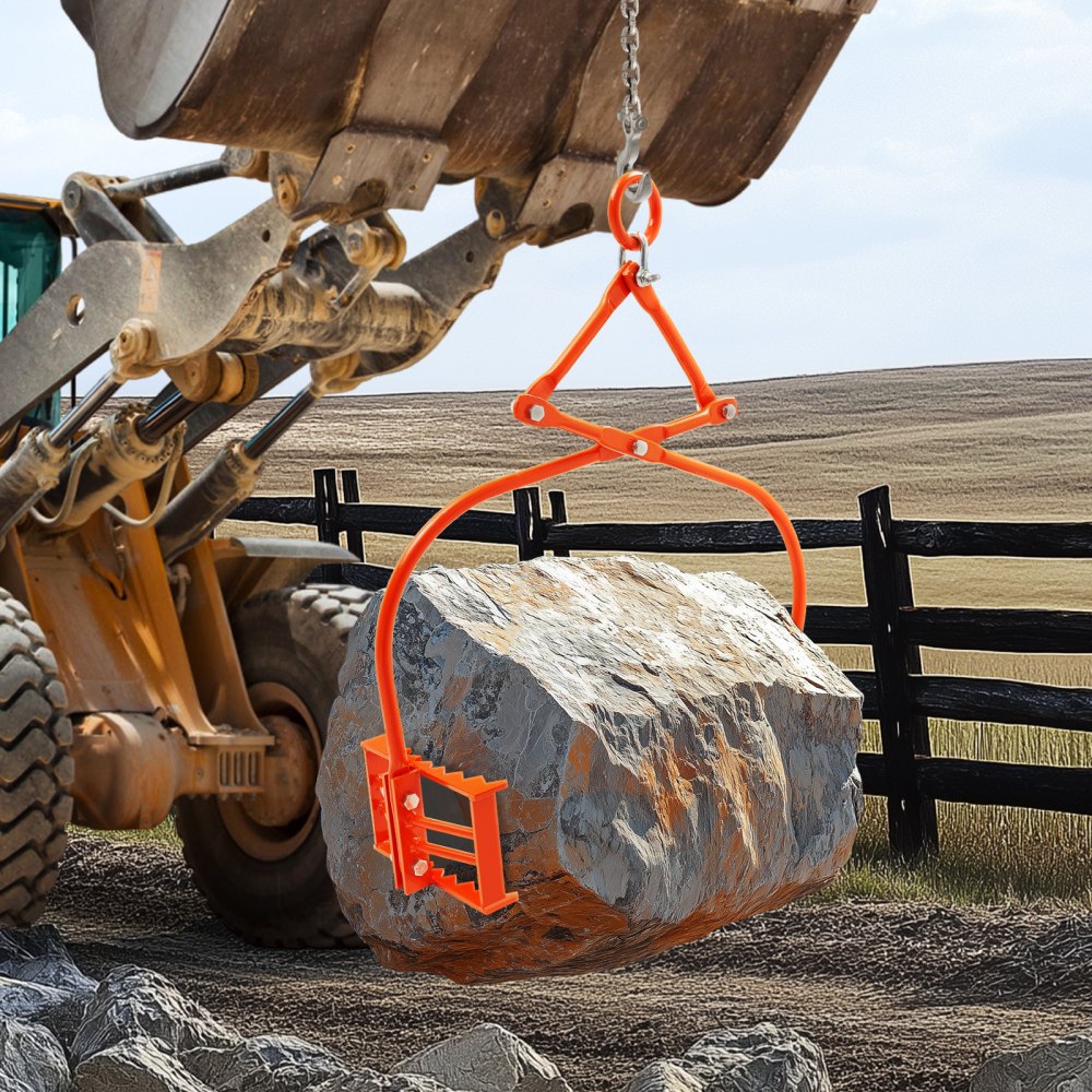 VEVOR Pinzas para Levantar Piedras Apertura Ajustable de 609 a 710 mm Pinzas para Rocas 2 Garras Pinzas para Troncos de Acero Capacidad de Elevación de 500 kg para Troncos Bloques de Piedra Mármol