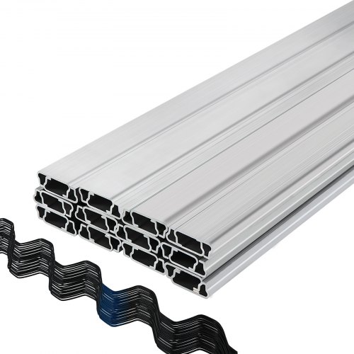VEVOR Canal de Bloqueo de Aleación de Aluminio Alambre de Resorte de PE y Hierro para Invernadero 20 Combos Perfil Sujetador 2 m Perfil de Aluminio para Partición de Invernaderos Canal en forma de U