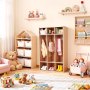 VEVOR Armario de Abrigos para Niños 3 Secciones, Organizador de Madera con 6 Ganchos, Armario con 6 Cubículos de Almacenamiento para Hogar, Guardería, Escuela, Preescolar, 69,8 x 31,5 x 116 cm