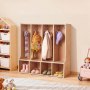 VEVOR Armario de Abrigos para Niños 4 Secciones, Organizador de Madera con 8 Ganchos, Armario con 4 Cubículos de Almacenamiento para Hogar, Guardería, Escuela, Preescolar, 92 x 31,7 x 90,6 cm