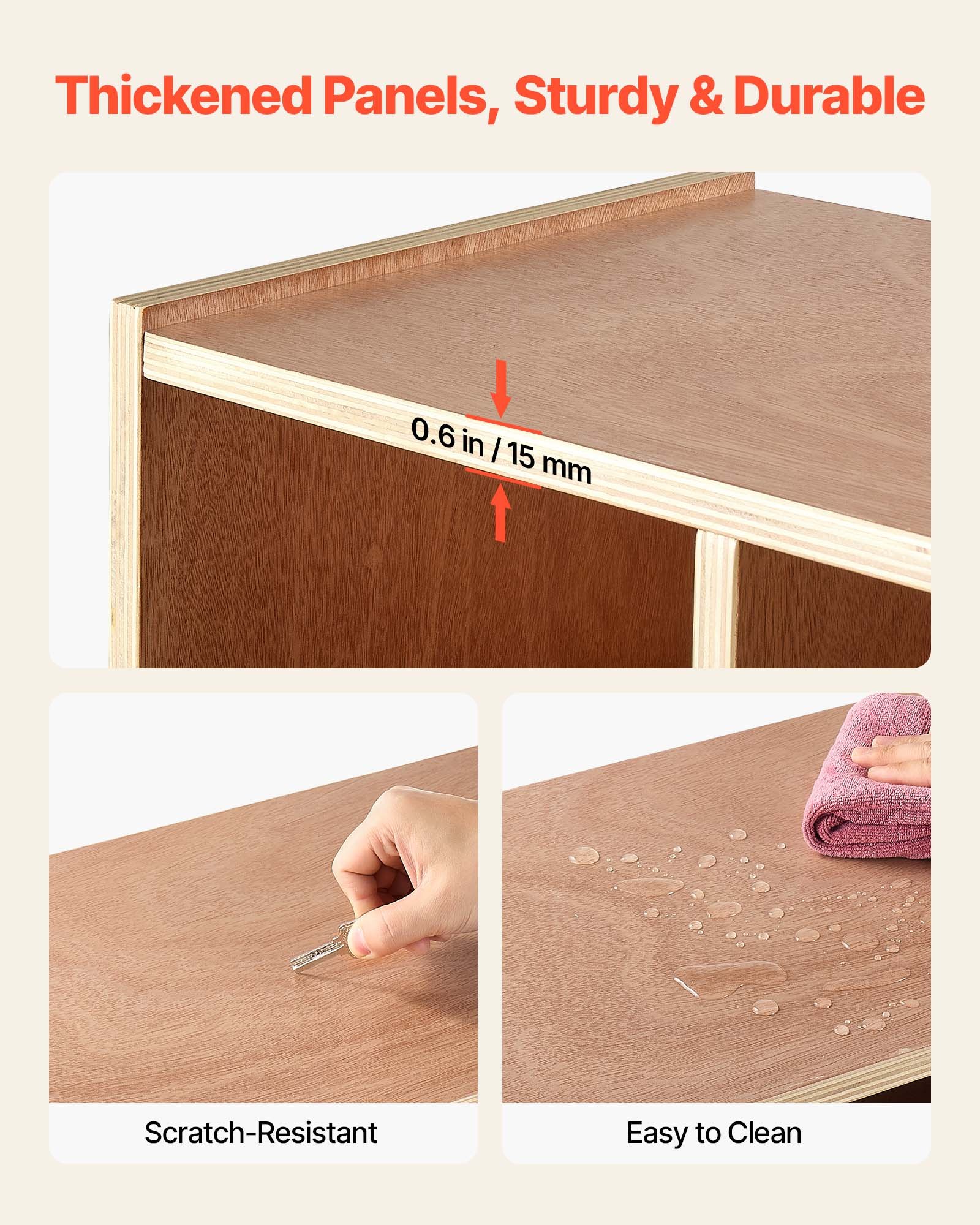 VEVOR Armario de Abrigos para Niños 4 Secciones, Organizador de Madera con 8 Ganchos, Armario con 4 Cubículos de Almacenamiento para Hogar, Guardería, Escuela, Preescolar, 92 x 31,7 x 90,6 cm