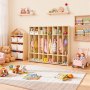 VEVOR Armario de Abrigos para Niños 8 Secciones, Organizador de Madera con 16 Ganchos, Armario con 16 Cubículos de Almacenamiento para Hogar, Guardería, Escuela, Preescolar, 137 x 35,5 x 118,7 cm