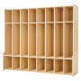 VEVOR Armario de Abrigos para Niños 8 Secciones, Organizador de Madera con 16 Ganchos, Armario con 16 Cubículos de Almacenamiento para Hogar, Guardería, Escuela, Preescolar, 137 x 35,5 x 118,7 cm