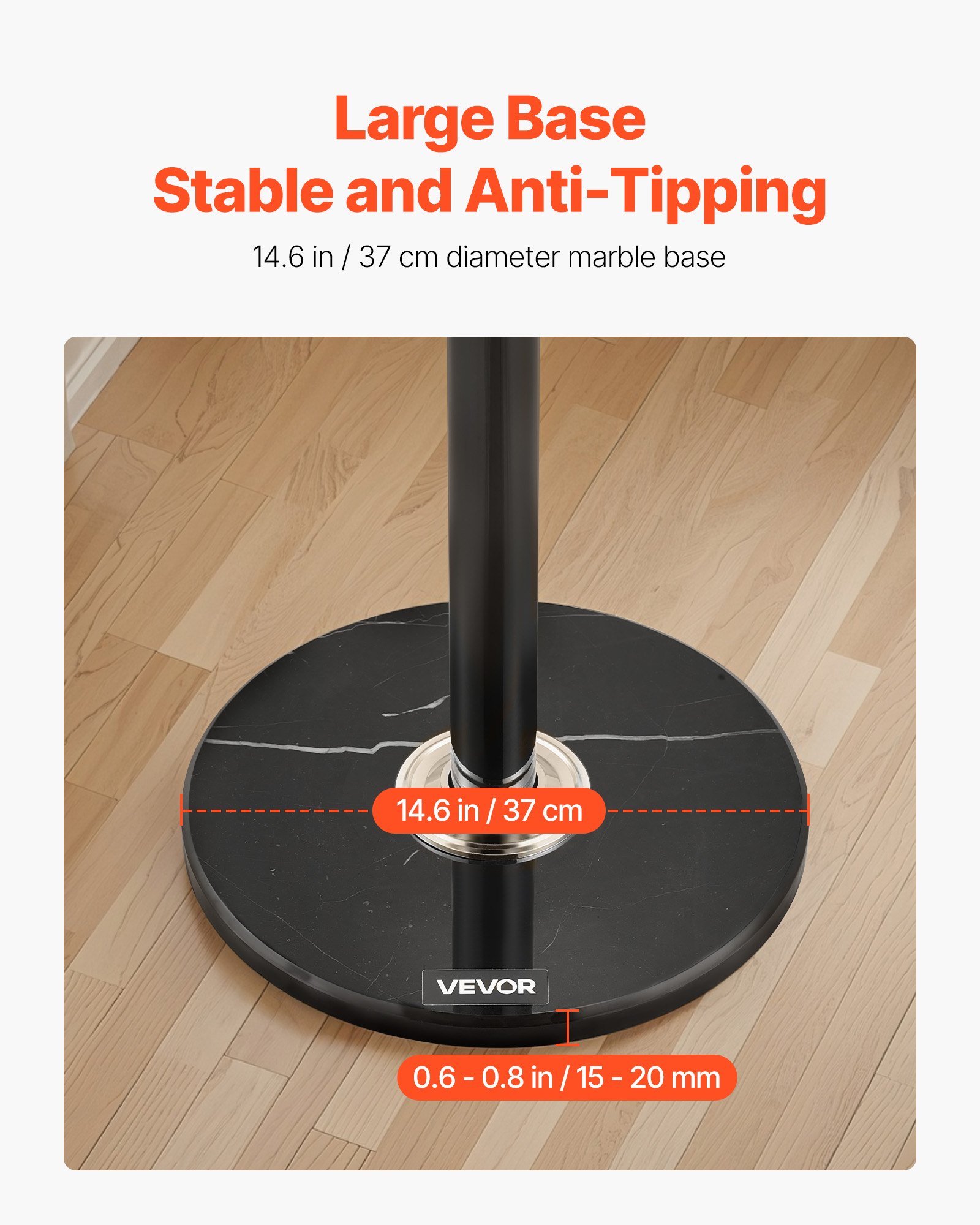 VEVOR Perchero de Pie Independiente con Base de Mármol Estable y 6 Ganchos, a Entrada, Dormitorio, Oficina y Sala de Estar, Perchero Moderno para Abrigos, Sombreros y Bolsos, 370 x 370 x 1800 mm