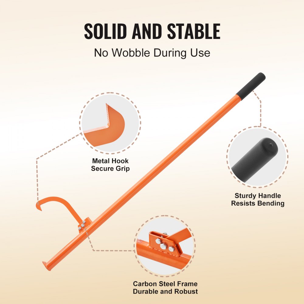 VEVOR Elevador de Troncos de Acero Resistente Mango de 1500 mm Gato para Troncos de Diámetro de hasta 32 pulgadas Herramienta de Gancho para Troncos de Doble Función para Enrollar y Sujetar Troncos