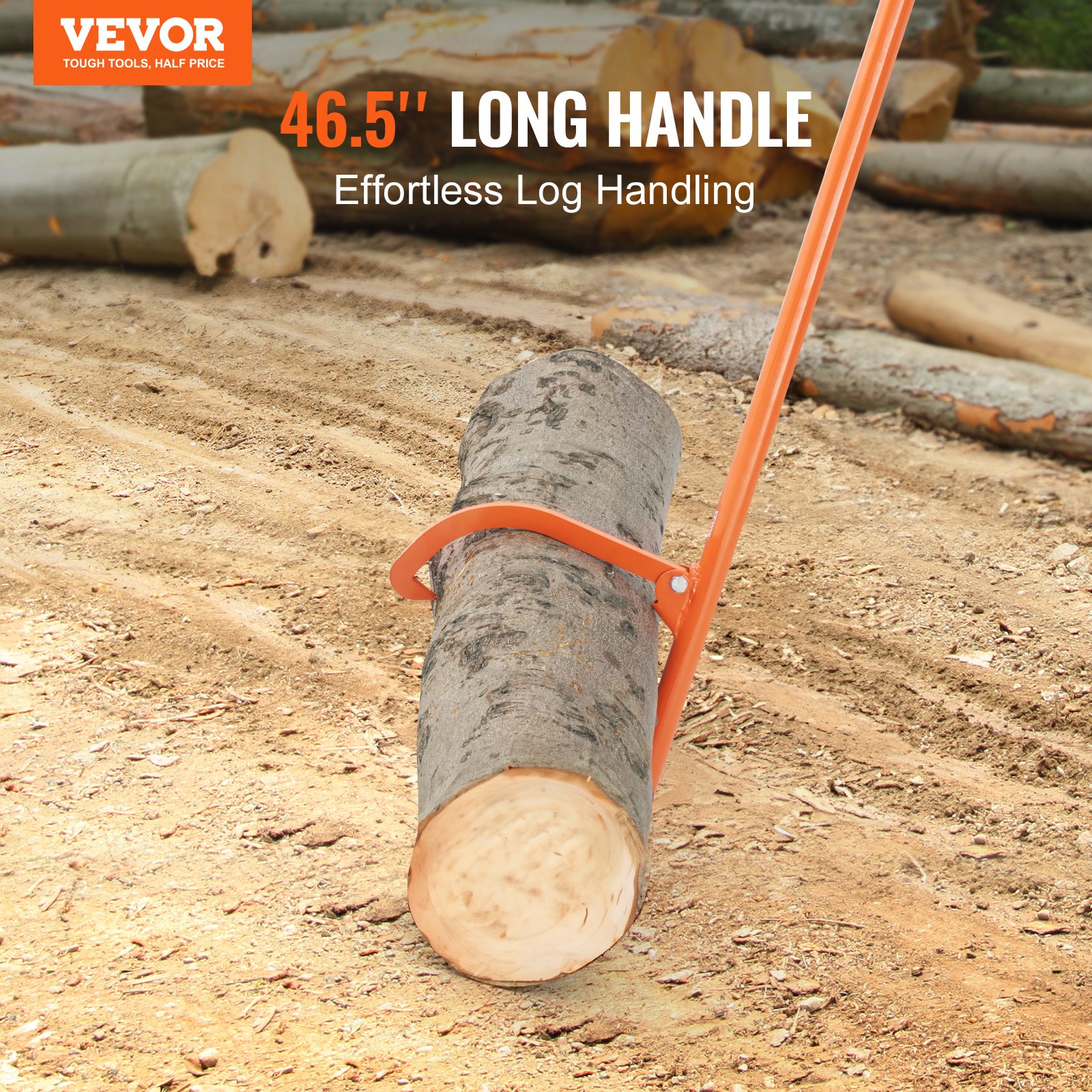 VEVOR Elevador de Troncos de Acero Resistente Mango de 1180 mm Gato para Troncos de Diámetro de hasta 32 pulgadas Herramienta de Gancho para Troncos de Doble Función para Enrollar y Sujetar Troncos
