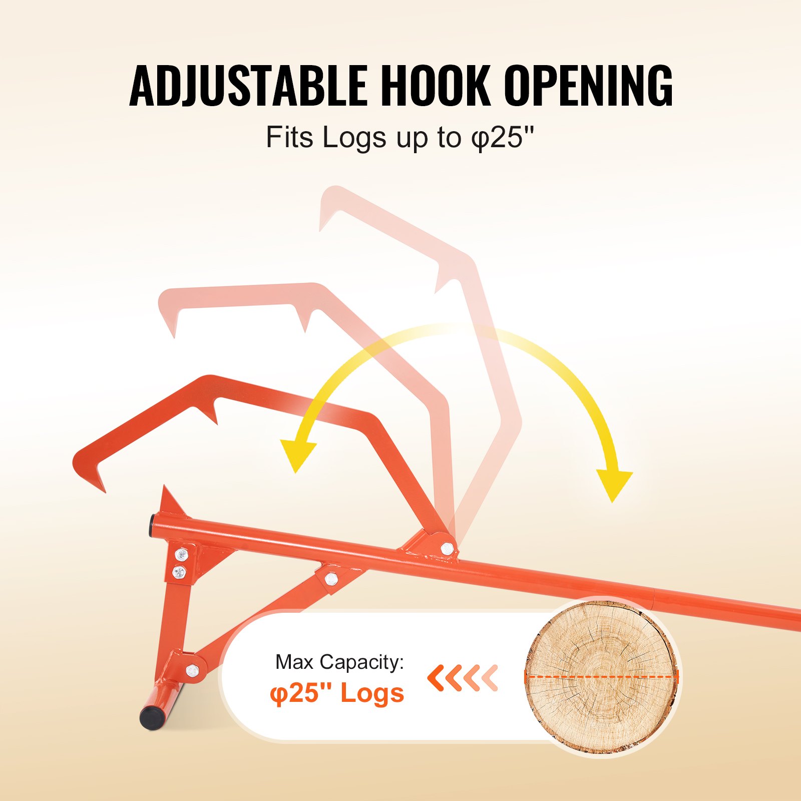 VEVOR Timberjack Mango de 1219 mm de Acero Resistente Elevador de Troncos con Gancho de Inclinación Ajustable Gato para Troncos de Diámetro Máximo 63,5cm Gato para Cortar, Rodar y Levantar Troncos