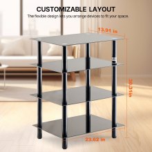 VEVOR Soporte Audiovisual de 4 Niveles Estante de Vidrio Templado para DVD