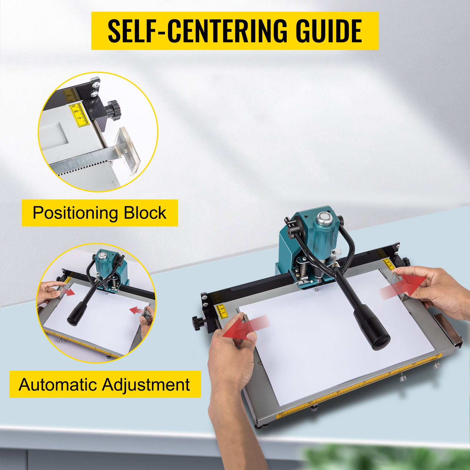 VEVOR Perforadora de Papel 5 Orificios Perforadora de Grueso y Esfuerzo Capacidad de 300 Hojas Diámetro 5 mm Base Móvil Perforador de Agujero 45 x 31,5 x 21 cm con Cuerpo de Metal y Taladro de Acero