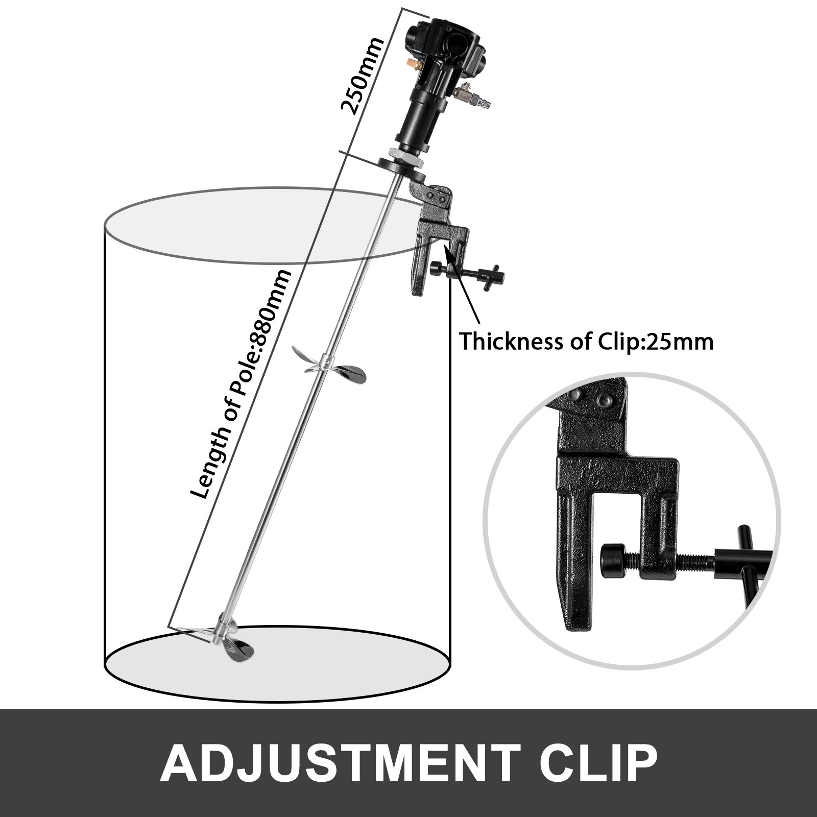 Mezclador Neumático De Cemento Mezclador De Pintura De Perforación 200l