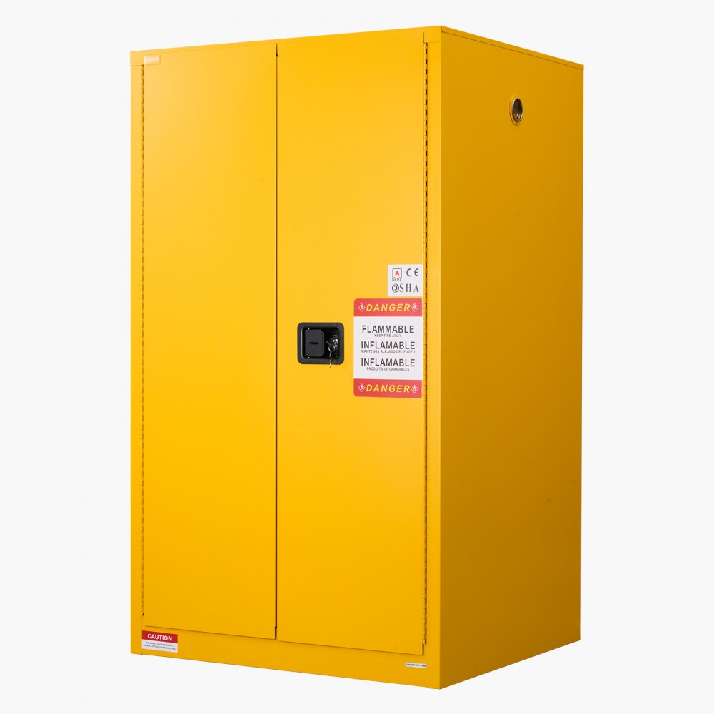 VEVOR Gabinete para Materiales Inflamables, Gabinete Ignífugo 96,4 x 86,4 x 165,1 cm de 246 L de Acero Laminado en Frío y Galvanizado con Estante Ajustable para Uso Comercial/Doméstico, Amarillo