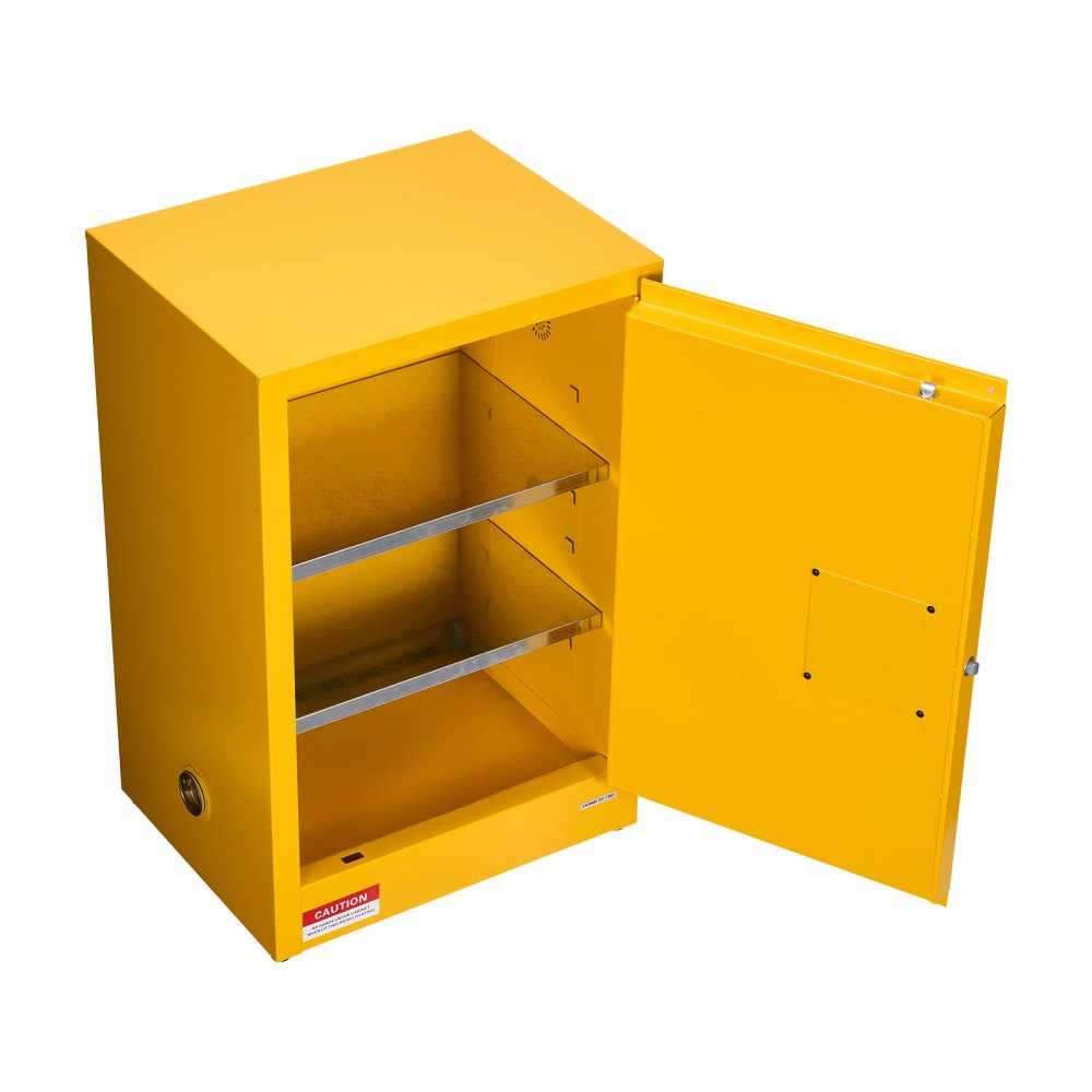 VEVOR Flammable Cabinet, 59 x 46 x 90 cm, 13 Gallon Flammable Storage Cabinet with Adjustable Shelf, Cold-Rolled and Galvanized Steel Fire Cabinets, for Commercial Industrial and Home Use, Yellow