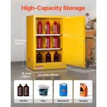 VEVOR Gabinete para Materiales Inflamables, Gabinete Ignífugo 59 x 46 x 90 cm de 49,21 L de Acero Laminado en Frío y Galvanizado con Estante Ajustable para Uso Comercial/Doméstico, Amarillo