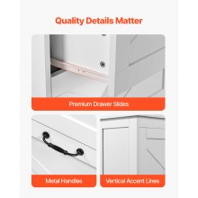VEVOR Mueble de Baño de Madera 2 Cajones y Estante Ajustable Blanco 4 Niveles