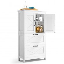 VEVOR Mueble de Baño de Madera 2 Cajones y Estante Ajustable Blanco 4 Niveles
