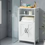 VEVOR Bathroom Floor Cabinet, 4-Tier, Wooden Storage Organizer with 2 Doors and Adjustable Shelf, Modern Bathroom Furniture Home Decor Freestanding Cupboard for Kitchen/Living Room/Entryway Use, White