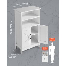 VEVOR Mueble de Baño de Madera con Estante Ajustable 2 Puertas Color Blanco