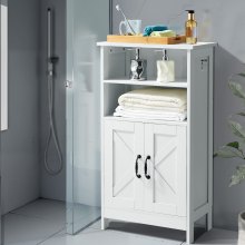 VEVOR Mueble de Baño de Madera con Estante Ajustable 2 Puertas Color Blanco