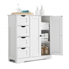 VEVOR Mueble de Baño de Madera 4 Cajones y Estante Ajustable Blanco 3 Niveles