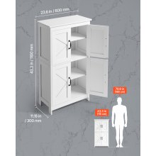 VEVOR Armario de Baño Madera con Estante Ajustable Blanco 300 x 600 x 1100 mm