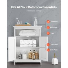 VEVOR Mueble de Baño de Madera de 3 Niveles para Artículos de Ducha 2 Puertas