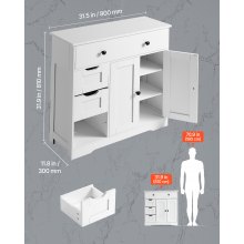VEVOR Mueble de Baño de Madera Estante y 4 Cajones Resistente al Agua Blanco