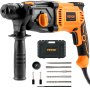 VEVOR Taladro Percutor con Cable 26 mm 800 W Martillo Perforador 2,4 J Martillo Rotativo Combinado 1470 rpm 5200 BPM 4 Funciones Mandril SDS-Plus con Juego de Brocas 3 Brocas 2 Cinceles para Hormigón
