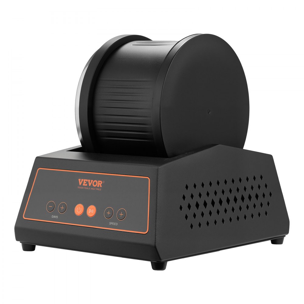 VEVOR Pulidora Eléctrica para Piedra, Carga de 1,81 kg, 4 Niveles de Velocidad, Temporizador de Pulido de 9 Días, Panel de Control Intuitivo, Protección contra Sobrecarga y Adaptador, Color Negro