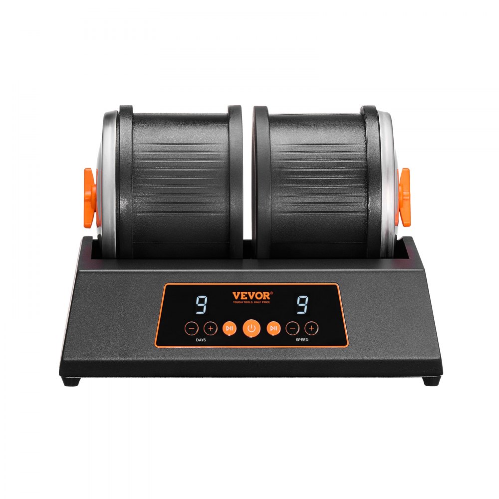 VEVOR Pulidora de Rocas 9 Velocidades Pulidora de Piedras de Doble Barril Cuerpo de Acero Temporizador de Pulido de 9 Días Motor de Transmisión Directa Pulidora Rotativa Silenciosa de 35 dB