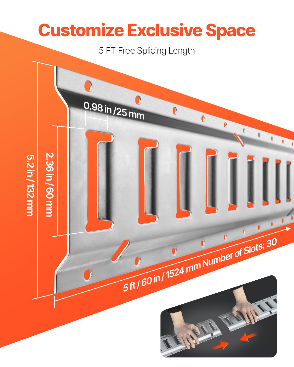 VEVOR lashing rails, 34 pcs., airline rails, silver, transport rail, 454 kg max. load capacity, anchor rail, 1.52 m rail length, lashing rail for securing loads on trailers and motorhomes
