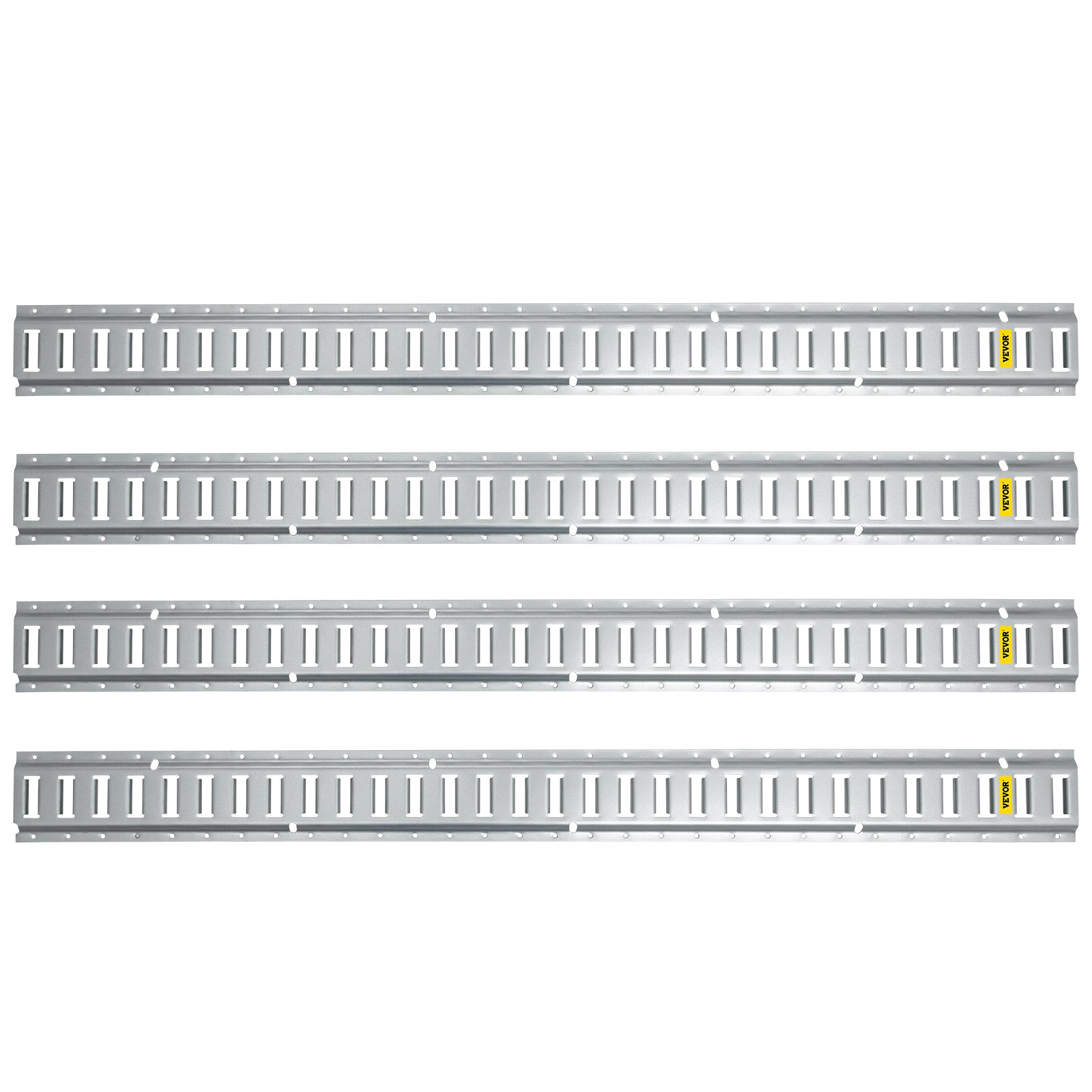 VEVOR Riel de Amarre Universal E-track de 2,44m Rieles Horizontales de Pista E 4 Piezas Rieles de Amarre en E de Acero Versátil Riel E-track de Amarre Plata para Carga en Camionetas Camiones Remolques