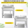 Trampa de grasa comercial VEVOR conectada al fregadero de la cocina con modos de entrada superior y lateral.