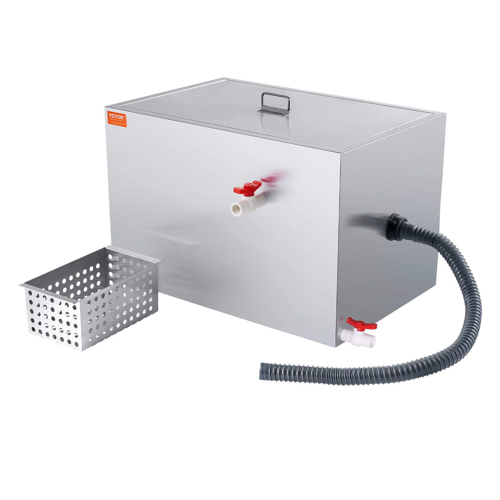 VEVOR Interceptor de Grasa Comercial Separador de Grasa 18 kg Trampa de Grasa Entrada Lateral Acero Inoxidable Debajo del Fregadero Separador de Agua y Aceite 10 Gpm para Cocina, Cantina, Restaurante