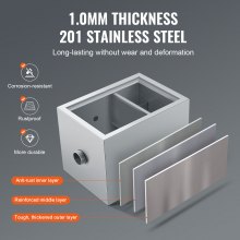 VEVOR Interceptor de Grasa Comercial Separador de Grasa 3,6kg Trampa de Grasa Entrada Superior Acero Inoxidable Debajo del Fregadero Separador de Agua y Aceite 2,8GPM para Cocina, Cantina, Restaurante