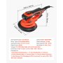 VEVOR Lijadora Orbital de 400 W, 7 Velocidades, 4000-10000 RPM, Platos de 127 y 152,4 mm, Órbita de 6 mm, Lijadora Excéntrica, Motor sin Escobillas, Manguera de Aspiración, 20 Lijas para Carpintería