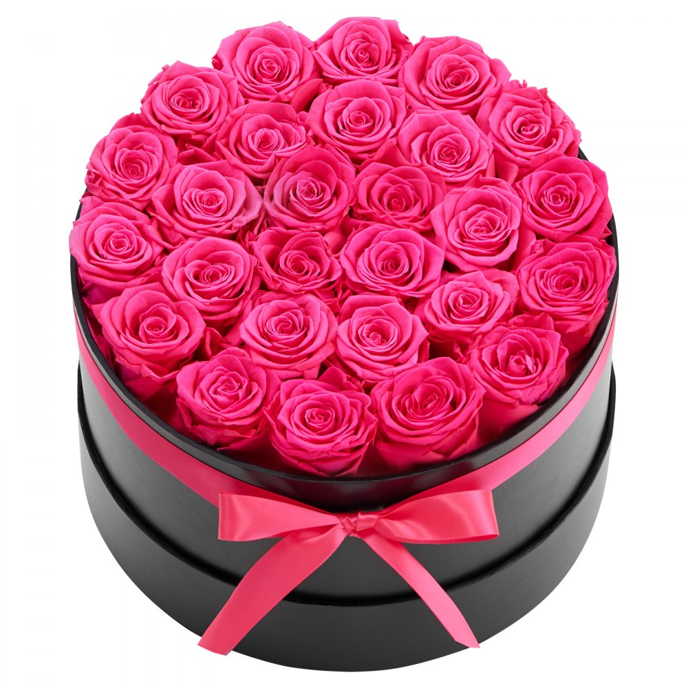 VEVOR 27 Rosas Eternas en Caja Redonda, Ramo de Flores Preservadas, Caja de Regalo de Flores para Esposa, Madre, Pareja, Boda, Día de la Madre, San Valentín, Navidad, Rosa Roja, 227 x 227 x 140 mm