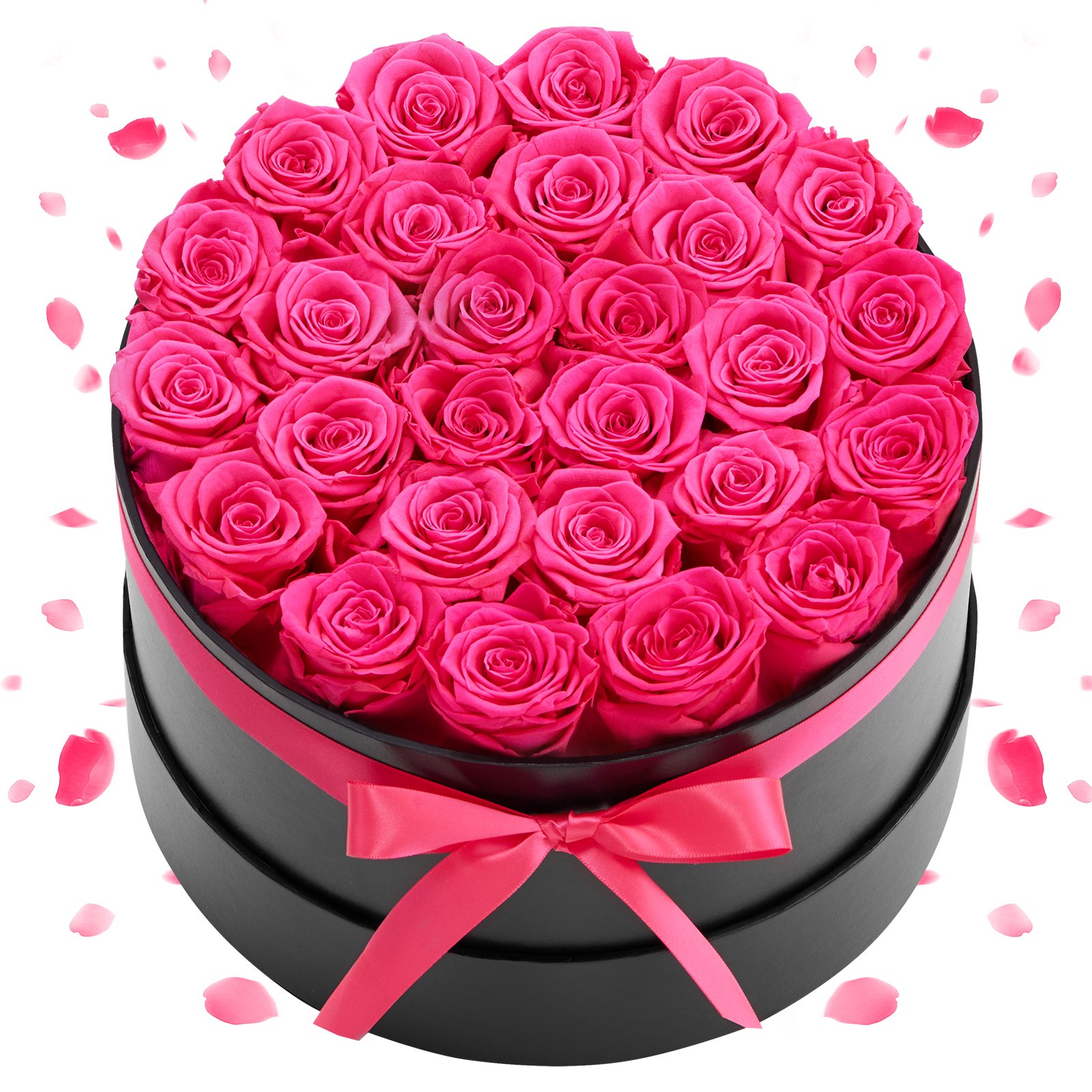 VEVOR 27 Rosas Eternas en Caja Redonda, Ramo de Flores Preservadas, Caja de Regalo de Flores para Esposa, Madre, Pareja, Boda, Día de la Madre, San Valentín, Navidad, Rosa Roja, 227 x 227 x 140 mm