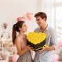 VEVOR 27 Rosas Eternas en Caja con Forma de Corazón, Ramo de Flores Preservadas, para tu Esposa, Madre, Pareja, para Boda, Día de la Madre, San Valentín, Navidad, Amarillo, 233 x 223 x 145 mm