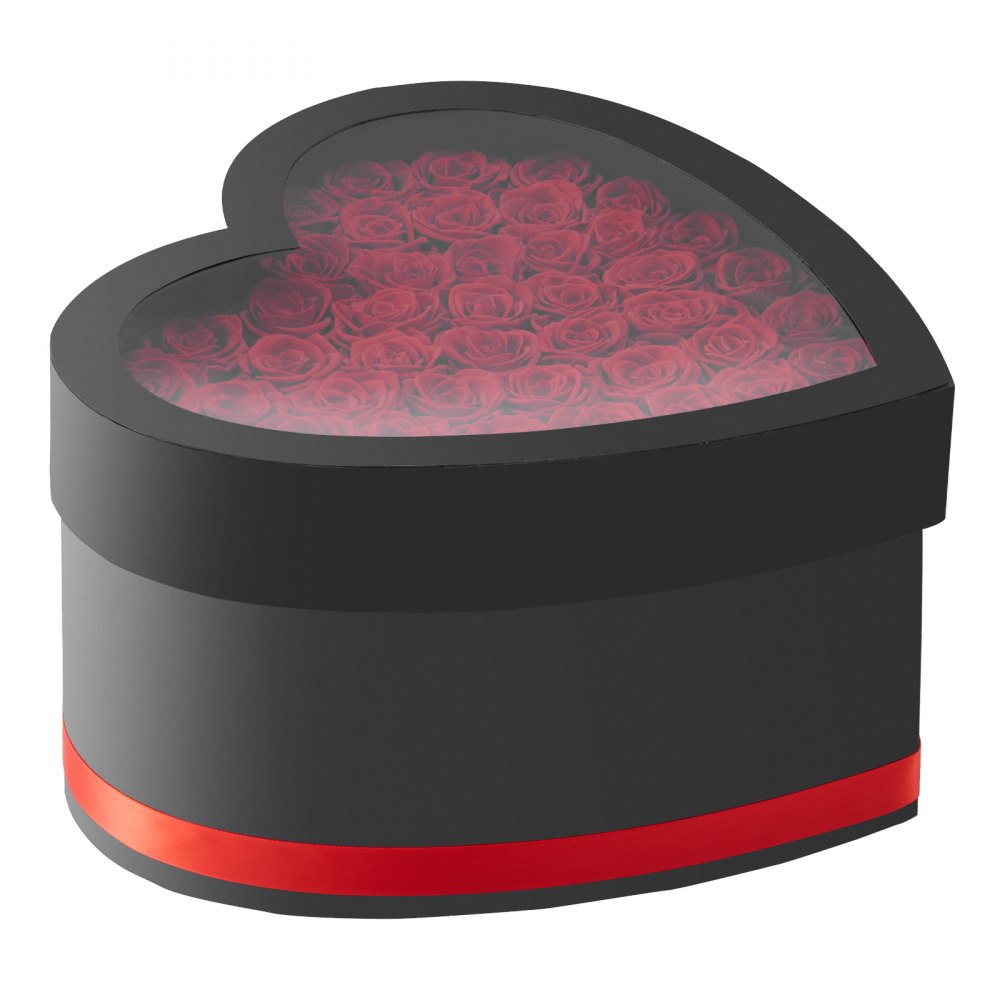 VEVOR 50 Rosas Eternas en Caja con Forma de Corazón, Ramo de Flores Preservadas, Caja de Regalo de Flores para tu Esposa, Madre, Pareja, para Boda, Día de la Madre, San Valentín, Navidad, Rojo