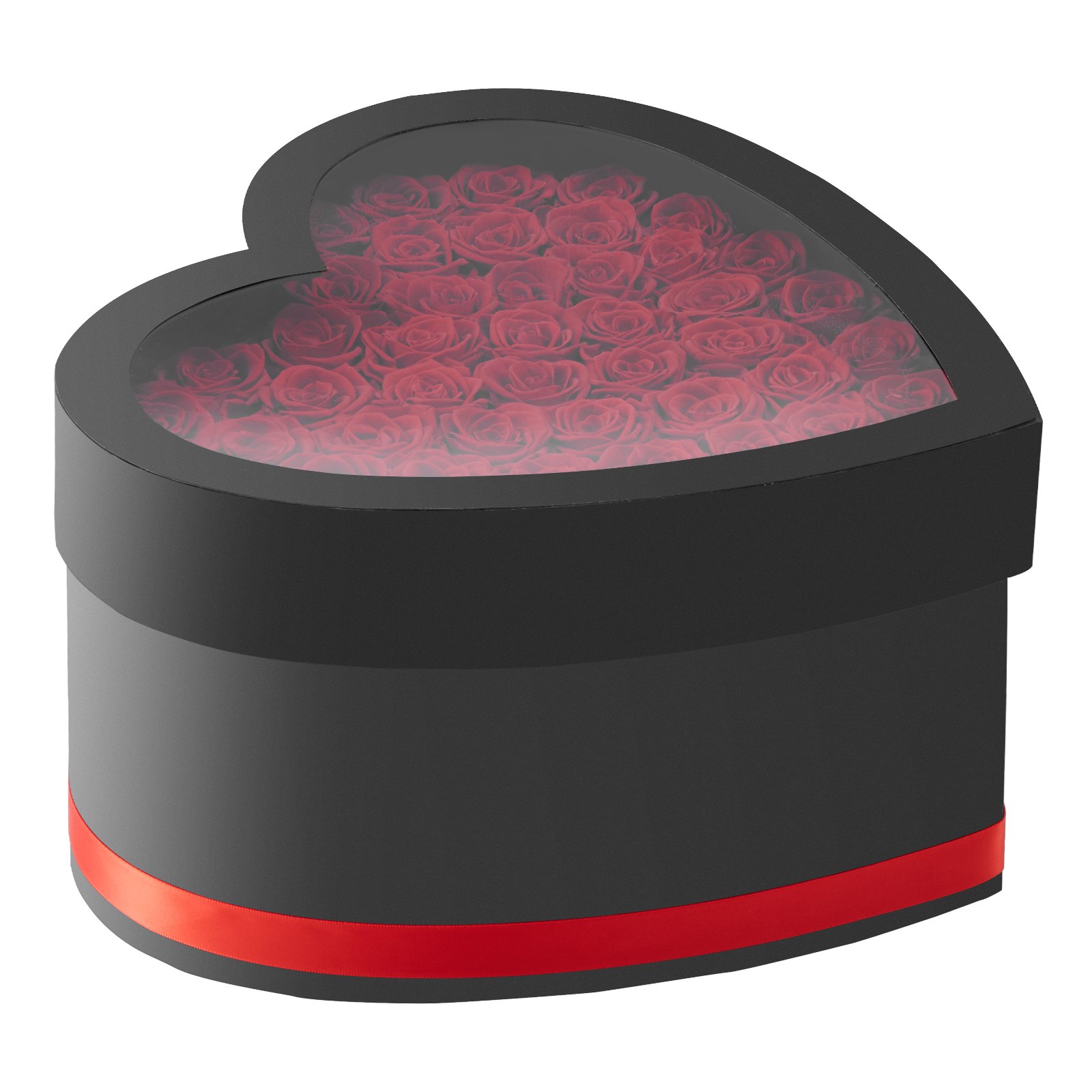 VEVOR 50 Rosas Eternas en Caja con Forma de Corazón, Ramo de Flores Preservadas, Caja de Regalo de Flores para tu Esposa, Madre, Pareja, para Boda, Día de la Madre, San Valentín, Navidad, Rojo