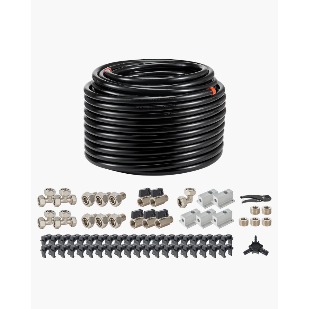 VEVOR Kit de Línea de Compresor de Aire, Sistema de Tuberías de Aire Comprimido de Aluminio HDPE, a Prueba de Fugas y Fácil de Instalar, para Talleres de Garajes, Negro, 200 PSI, Ø 515 x 325 mm