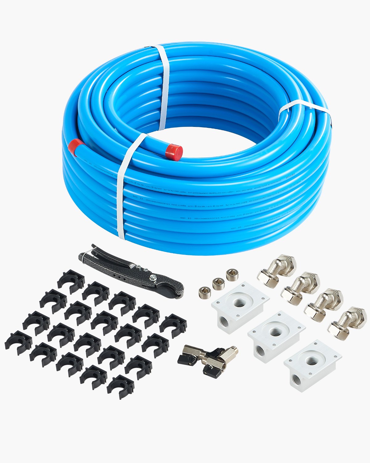 VEVOR Kit de Línea de Compresor de Aire, Sistema de Tuberías de Aire Comprimido Aluminio HDPE, a Prueba Fugas, Resistente a la Presión y Fácil Instalar, para Talleres de Garajes, Azul, Ø 475 x 200 mm