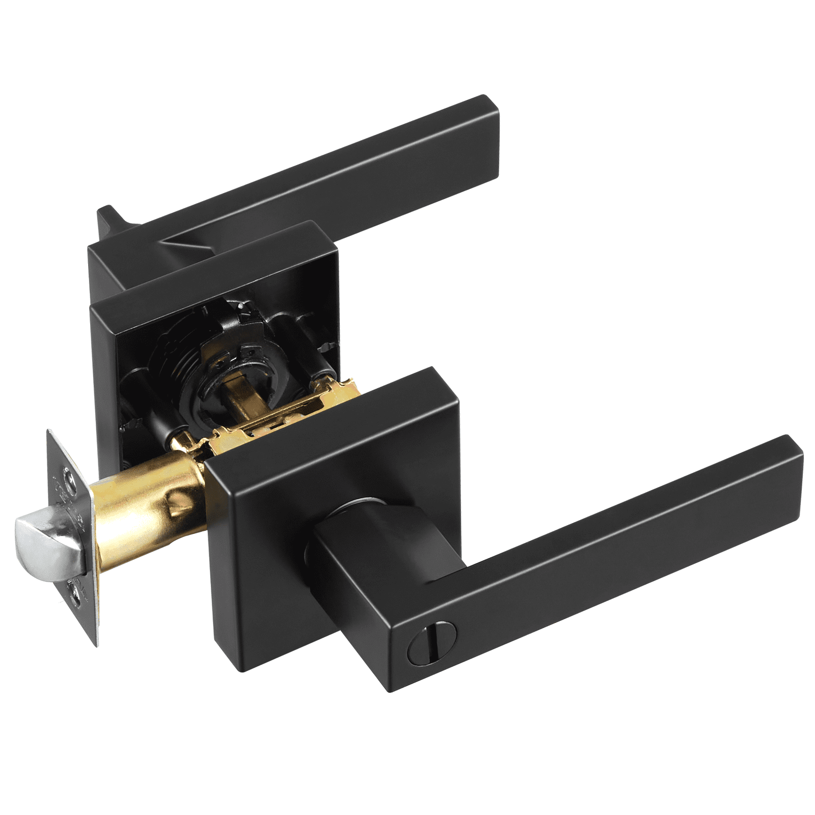VEVOR 5 PCS Manija de Puerta de Privacidad, Manija Reversible para Zurdos o Diestros con Cerradura sin Llave, Rotación de 45° para Abrir, Interior Cuadrado Universal para Puertas de Baño, Negra Mate