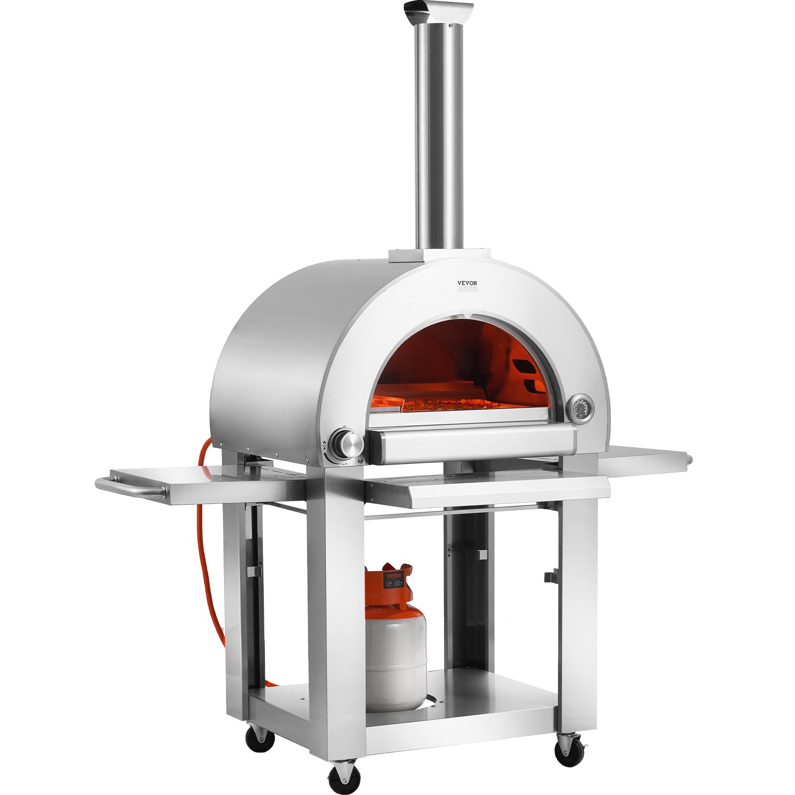Horno de pizza portátil para exteriores VEVOR de 22" con ruedas, de pellets o gas, para acampar