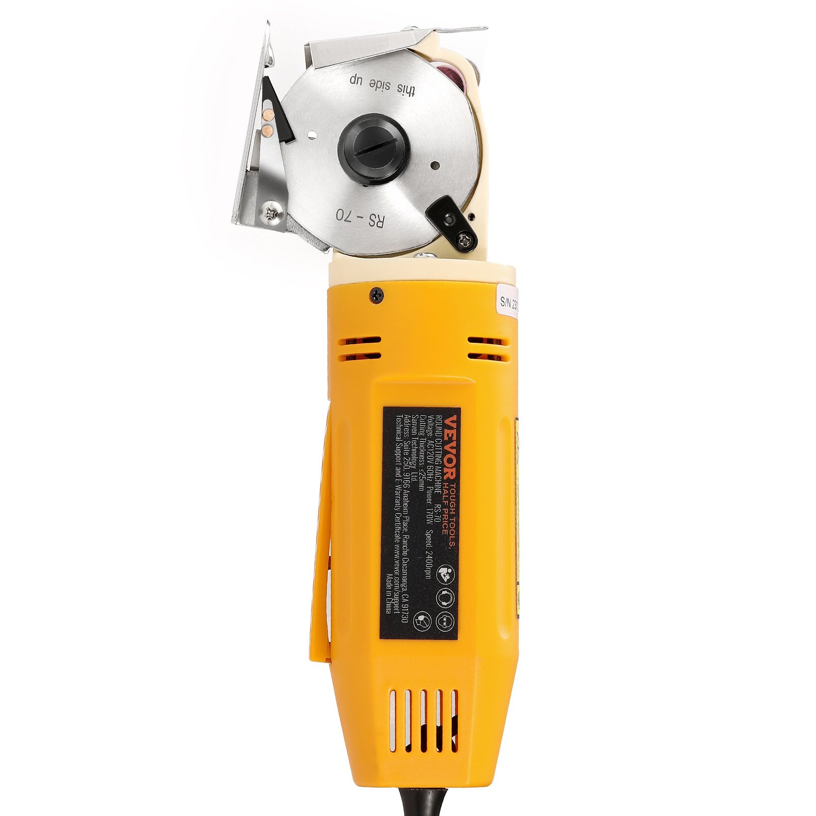 VEVOR Cortador de Tela Eléctrico 170 W Tijera de Costura Rotativo Eléctrico Grosor de Corte 25mm Cortador Eléctrico con Hoja Octogonal 70mm 1 Cuchilla de Repuesto Piedra de Afilar para Cortar Textiles
