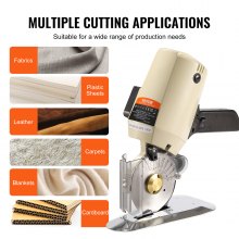VEVOR Cortador de Tela Eléctrico 250W Tijera de Costura Rotativo Eléctrico Grosor de Corte 27mm Cortador Eléctrico con Hoja Octogonal 100mm 1 Cuchilla de Repuesto Piedra de Afilar para Cortar Textiles